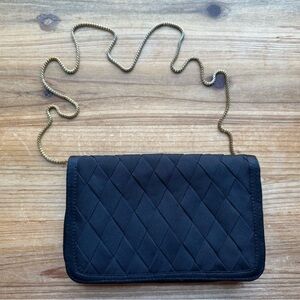 Vintage Walborg Evening Bag Purse Black Goldtone Chain Strap Midcentury